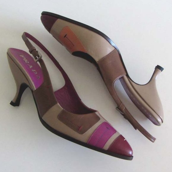 new PRADA patchwork design slingback pumps 38 8 US - Picture 4 of 8